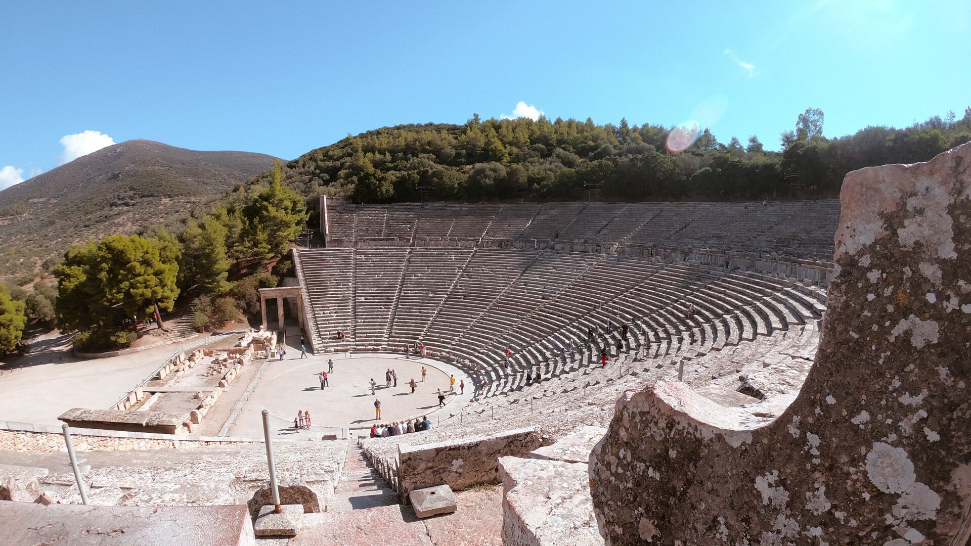 The famous theatre at Asclepius of Epidaurus is one of the most important monuments of ancient Greece