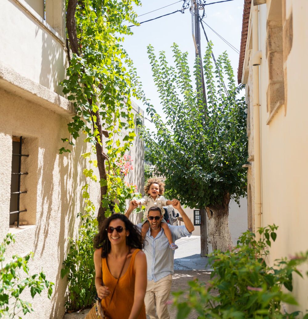 Wandering through sunlit village streets with joy